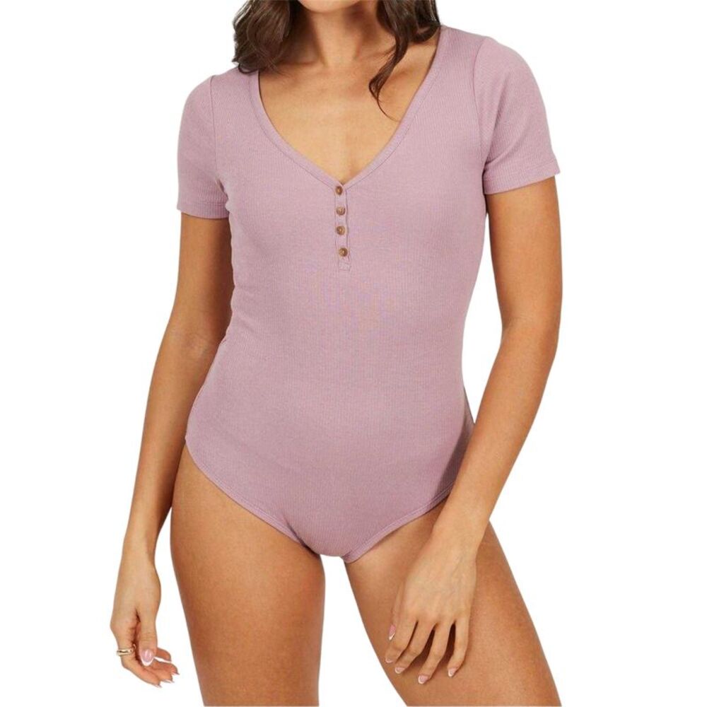 Brave Soul Womens/Ladies Button Detail Onesie / Mauve